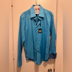 RGB Men XL Long Sleeve Dress Shirt Blue Plaid Pattern Extra Large NWT